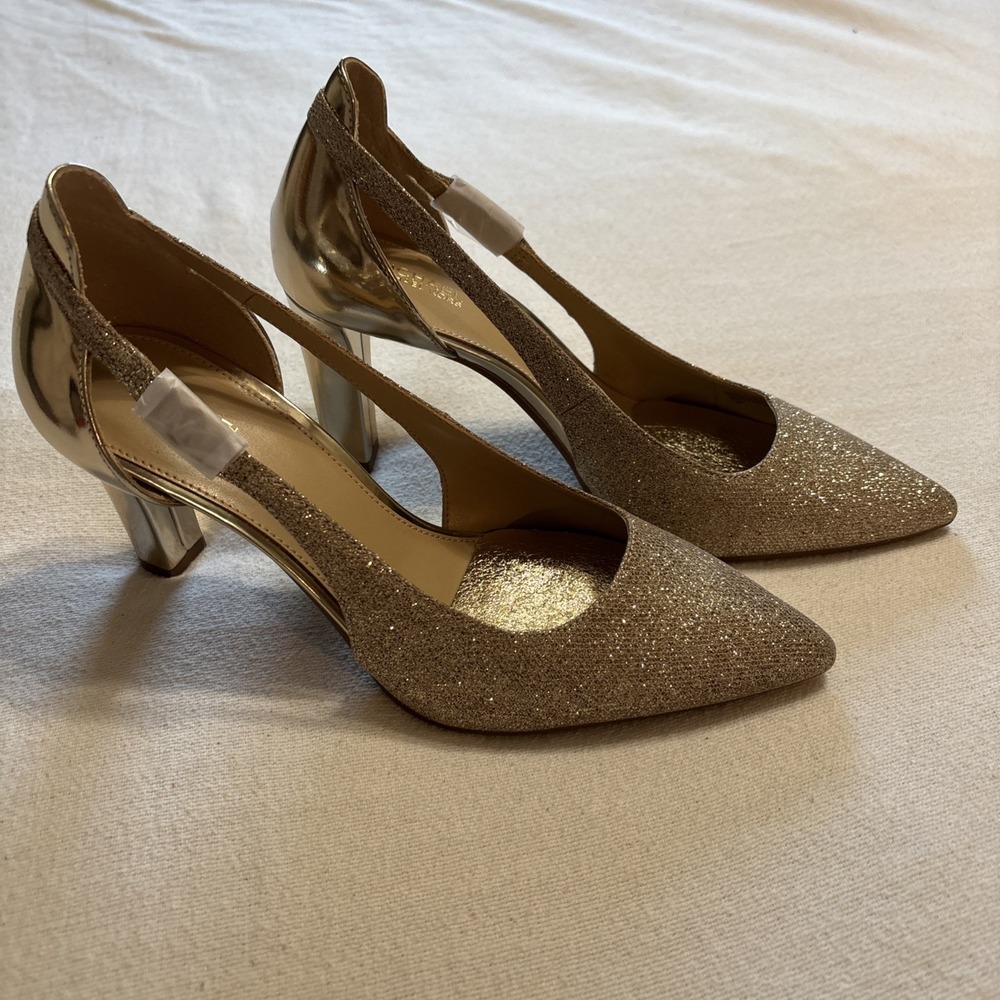 Michael Kors Emily Flex Glitter Pump Gold Champagne Women's SZ 7.5 Bridal Wear
